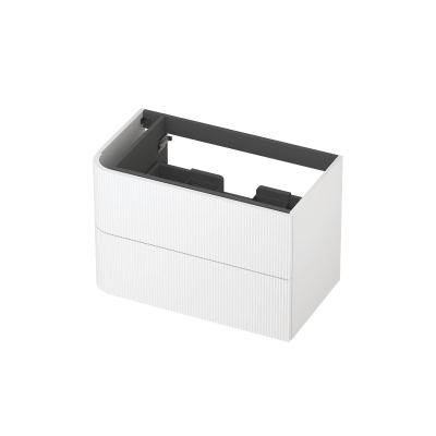 INK Concept R Wastafelonderkast - 80x45x52cm - 2 lades - opliggende grepen - gefreesd - afgeronde hoek links - MDF lak - mat wit