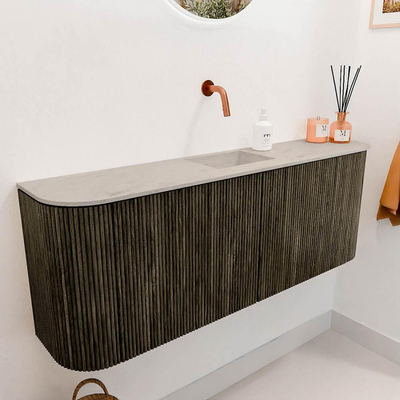 Mondiaz JOYA-DLUX 113.2cm toiletmeubel - ronding links en rechts kleur Shadow - Wastafel FAYE positie Midden Zonder kraangat kleur Opalo.