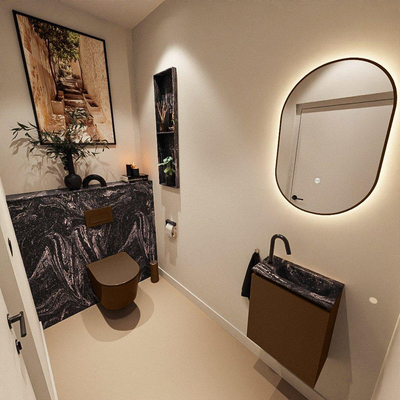 MONDIAZ TURE-DLUX 40cm toiletmeubel Rust. EDEN wastafel Lava positie rechts. Met 1 kraangat.