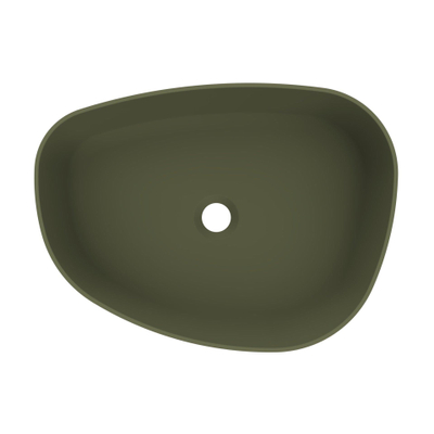 Arcqua Rocker vasque - 50x37x13cm - posé - droite - organique - marbre de synthèse vert mat
