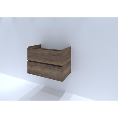 HR badmeubelen Infinity Wastafelonderkast - 80x44.8x55cm - 2 lades - greeploos - tabacco