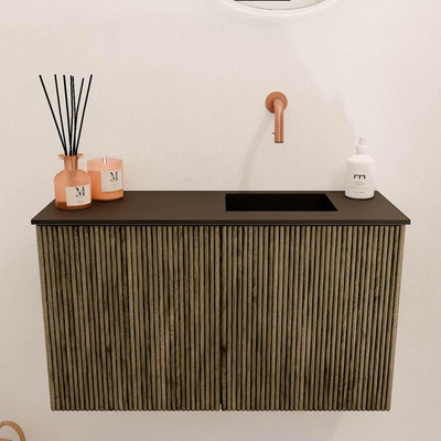 Mondiaz JOYA 70cm meuble de salle de bains WC - couleur Dusk - Vasque FAYE position Droite Sans trou de robinet couleur Urban.