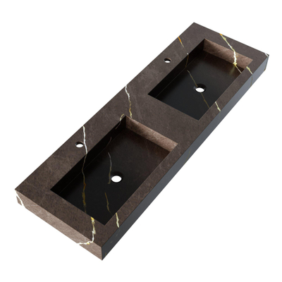 BRAUER Coral lavabo - 140x46x10cm - 2 cuves - 2 trous de robinet - composite - aspect marbre - Copper Brown