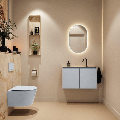 MONDIAZ TURE-DLUX meuble de toilettes 80 cm Clay. EDEN vasque Frappe position milieu. Avec 1 trou de robinet.
