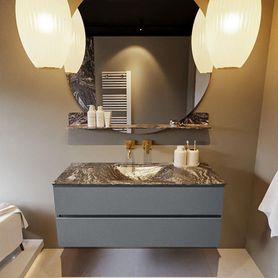 Mondiaz VICA-DLUX ensemble de meuble de salle de bain - 120cm - meuble sous-vasque plata - 2 tiroirs - lavabo encastrée cloud milieu - sans trous de robinet - version haute de 60cm - lave