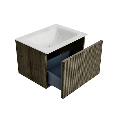 Mondiaz KURVE-DLUX Badkamermeubelset - 60x46x40cm - 1 lade - wastafel solid surface - midden - 1 kraangat - Shadow
