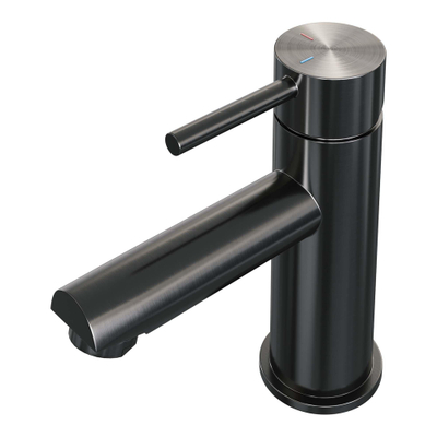 Brauer Gunmetal Edition Wastafelmengkraan opbouw - laag - model a - PVD - geborsteld gunmetal MET gun metal afvoerplugSHOWROOMMODEL