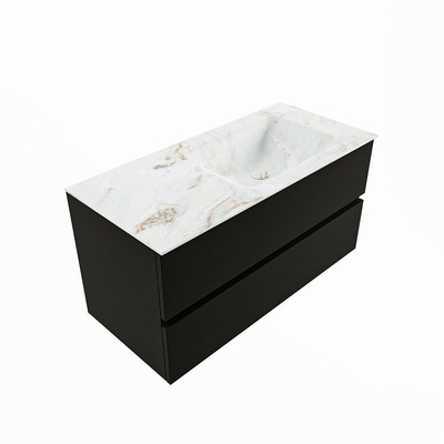 Mondiaz VICA-DLUX Ensemble de meuble de salle de bain - 100cm - meuble sous-vasque urban - 2 tiroirs - lavabo encastré cloud droite - 1 trou de robinet - version haute de 60cm - frape