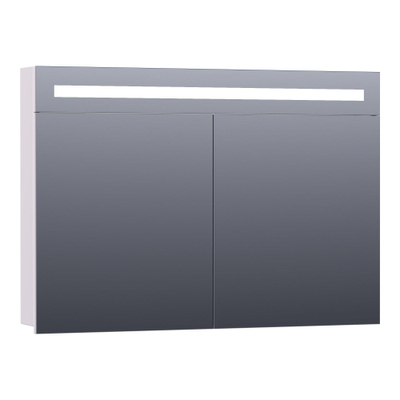 Saniclass 2.0 Armoire de toilette 100x70x15cm éclairage intégré rectangulaire 2 portes pivotantes MDF Mat Blanc