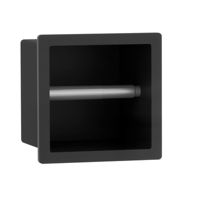 Fortifura Calvi Toiletrolhouder - inbouw - 17.3x17.3x15.3cm - Mat zwart OUTLETSTORE
