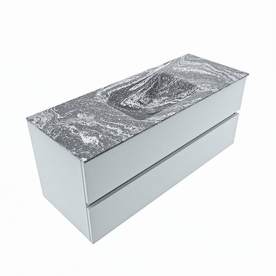 Mondiaz VICA-DLUX Ensemble de meuble de salle de bain - 120cm - meuble sous-vasque argile - 2 tiroirs - lavabo encastrée nuage milieu - 1 trou de robinet - version haute 60cm - lave