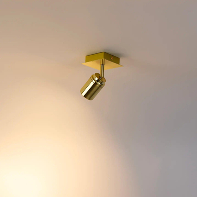 QAZQA Ducha badkamer plafondlamp - 10x10cm - 1 spot - IP44 - vierkant - messing (goud)