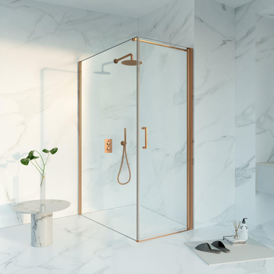 Fortifura Galeria Cabine de douche - 70x140x200 - Profil en verre de sécurité - anticalcaire - Cuivre brossé PVD (Cuivre)