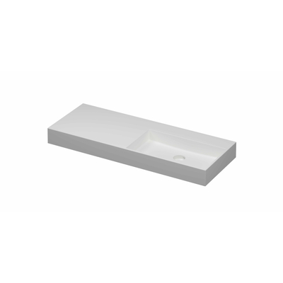 INK United lavabo - 120x45x11cm porcelaine droite sans trou de robinet incluant bouchon clic en porcelaine et système de trop-plein caché - mat blanc