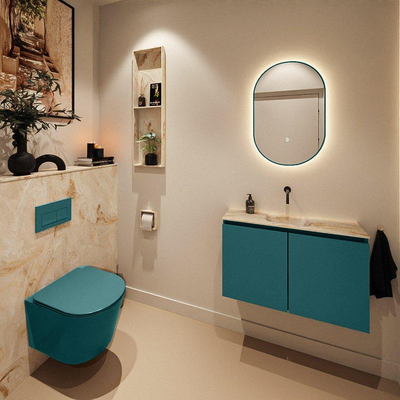 MONDIAZ TURE-DLUX Meuble toilette - 80cm - Smag - EDEN - vasque Frappe - position centrale - sans trou de robinet