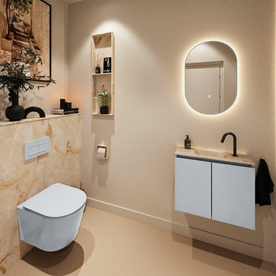 MONDIAZ TURE-DLUX Meuble toilette - 60cm - Clay - EDEN - vasque Frappe - position centrale - 1 trou de robinet