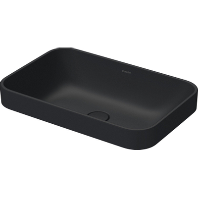 Duravit HappyD 2 Plus vasque rectangulaire sans trou de robinetterie sans trop-plein 60x40cm avec cache-bonde en céramique anthracite mat