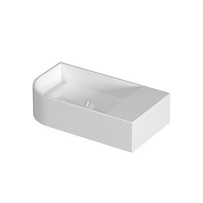 INK Trevi Lavabo de toilette - 40x22x10cm - sans trou de robinet - arrondi à gauche - porcelaine - blanc brillant