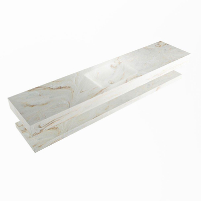 MONDIAZ ALAN - DLUX Badkamermeubelset - 200cm - planchet - Frappe - vrijhangende wastafel - wasbak midden - 0 kraangaten - Frappe