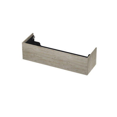 INK Wastafelonderkast - 140x45x37.6cm - 1 lade - push to open - met recht opdekfront - MFC - Greige eiken