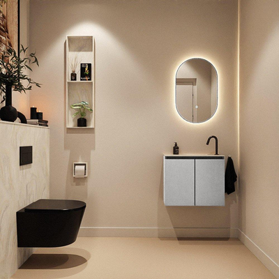 MONDIAZ TURE-DLUX Meuble toilette - 60cm - Plata - EDEN - vasque Ostra - position droite - 1 trou de robinet