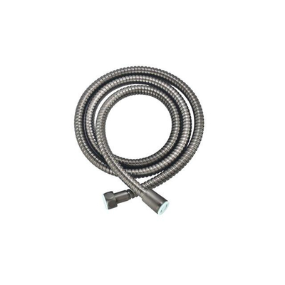 Fortifura Calvi Thermostatische badkraan - met ronde handdouche handdouchehouder en - metalen doucheslang - PVD - geborsteld gunmetal (antraciet)