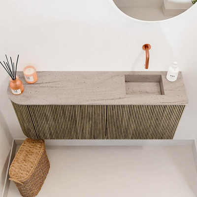Mondiaz JOYA-DLUX 101.6cm toiletmeubel - ronding links kleur Dusk - Wastafel FAYE positie Rechts Zonder kraangat kleur Saba.
