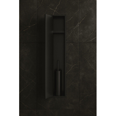 Hotbath &MORE Inbouwnis en Borstelgarnituur - 16x60x13cm - Geborsteld zwart PVD