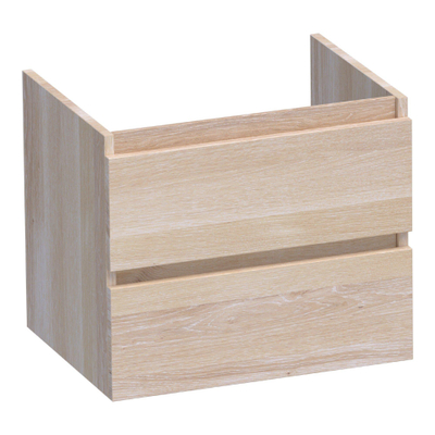 BRAUER Joy meuble sous-lavabo 60 2 tiroirs softclose - sans poignées - 1 découpe pour siphon - chêne massif - lattes chêne blanc