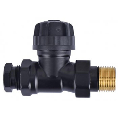Riko thermostatisch ventiel zonder knop 1/2 recht+adaptor mat-zwart