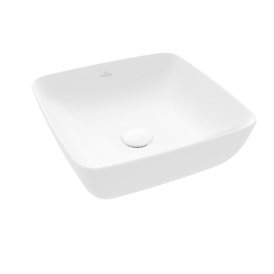Villeroy & Boch Artis opzetwastafel vierkant - 41x41x12.5cm CeramicPlus - zonder kraangat - zonder overloop - Stone White (mat wit)