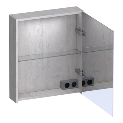 BRAUER Impress Deluxe armoire de toilette - 60x70x15cm - éclairage interne et externe - 1 porte miroir double face à ouverture vers la droite Forest Seashell