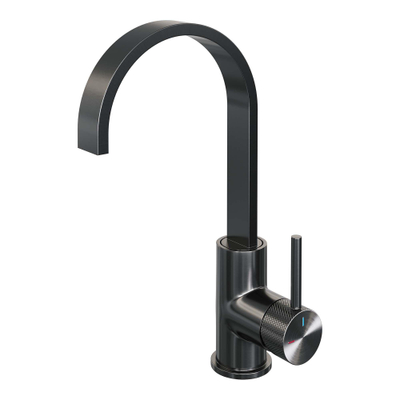 Brauer Gunmetal Carving wastafelkraan - model A - platte uitloop - PVD - geborsteld gunmetal