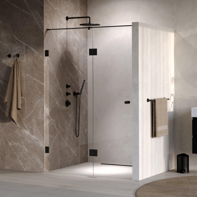 BRAUER Void Carving Porte de niche - 2 pièces - 130x200cm - porte battante de 60cm sur verre - revêtement verre - réversible - verre clair - noir mat