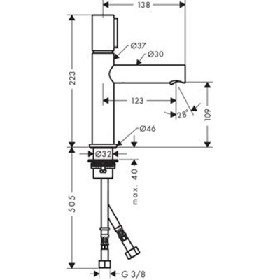 Axor Uno 3 select robinet de lavabo 110 sans vidage chrome