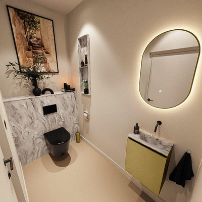 MONDIAZ TURE-DLUX 40cm toiletmeubel Oro. EDEN wastafel Glace positie rechts. Zonder kraangat.