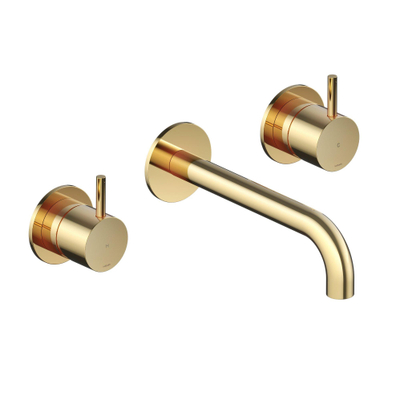 Hotbath Cobber afbouwdeel met inbouwdeel wastafelmengkraan 3 gats en 18 cm uitloop gepolijst messing SHOWROOMMODEL OUTLETSTORE