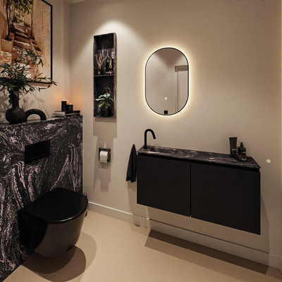 MONDIAZ TURE-DLUX Meuble de toilettes 100cm Urban. EDEN lavabo Lava position gauche. Avec 1 trou de robinet.