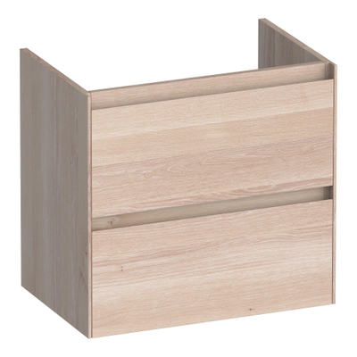 BRAUER Inspire meuble sous-lavabo peu profond 60 2 tiroirs softclose - sans poignée - 1 découpe pour siphon - chêne massif - chêne à lamelles blanc