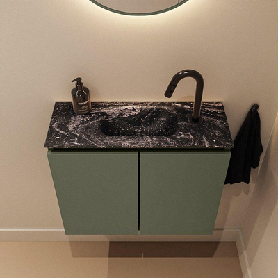MONDIAZ TURE-DLUX 60cm toiletmeubel Army. EDEN wastafel Lava positie midden. Met 1 kraangat.