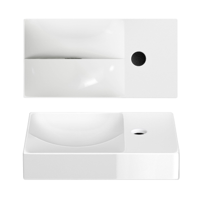 Clou Vale lave-mains en céramique 38x19x7cm trou de robinet à droite Blanc brillant