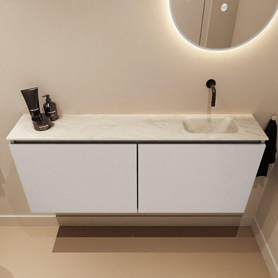MONDIAZ TURE-DLUX Meuble WC 120 cm Linen. EDEN vasque Ostra position droite. Sans trou de robinet.