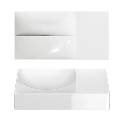 Clou Vale Lave-main 38x19x7cm avec trou de robinet perçable droite céramique Blanc brillant