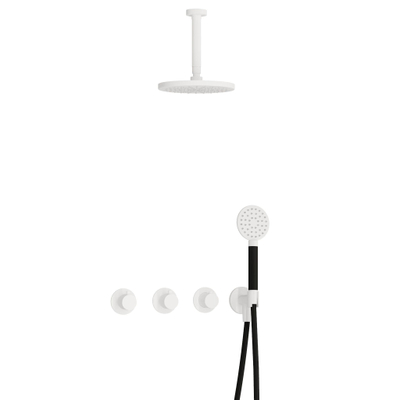 Hotbath Cobber IBS70 Regendoucheset - inbouw - 15cm plafondarm - 20cm ronde hoofddouche - 3 standen handdouche - mat wit