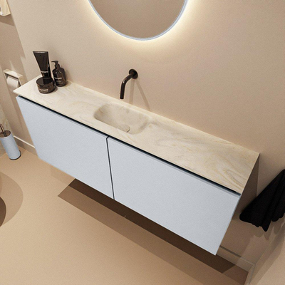 MONDIAZ TURE-DLUX Meuble WC 120 cm Clay. Lavabo EDEN Ostra position milieu. Sans trou de robinet.