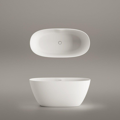 Zeza Élément Baignoire îlot - 145x71x60cm - solid surface - blanc mat