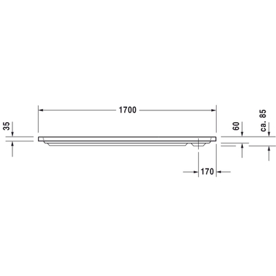 Duravit D-code Kunststof douchebak acryl rechthoekig - zonder paneel - 170x75cm - met afvoergat - diameter 90mm - wit