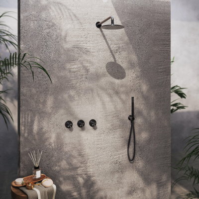 Hotbath Archie Ensemble de douche complet - encastré - thermostatique - 2 robinets d’arrêt - gunmetal brossé PVD