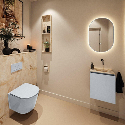 MONDIAZ TURE-DLUX Meuble toilette - 40cm - Clay - EDEN - vasque Frappe - position droite - sans trou de robinet