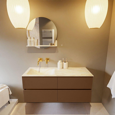 Mondiaz VICA-DLUX ensemble de meuble de salle de bain - 120cm - meuble sous-vasque repos - 4 tiroirs - lavabo encastrée cloud gauche - sans trous de robinet - version haute de 60cm - ostra